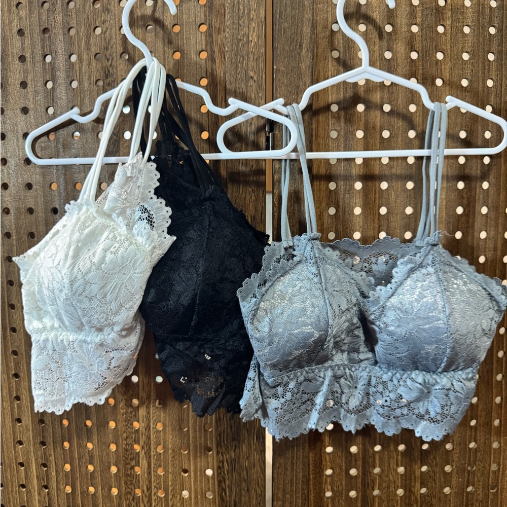 Lace Bralette Set - Black, White, Gray! NWOT